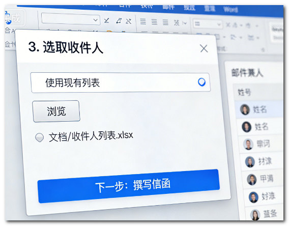 在word文章中怎么使用邮件合并功能